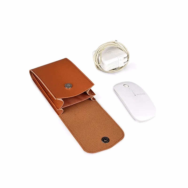 PU Leather Charge Pouch Travel Organizer Mouse Bag