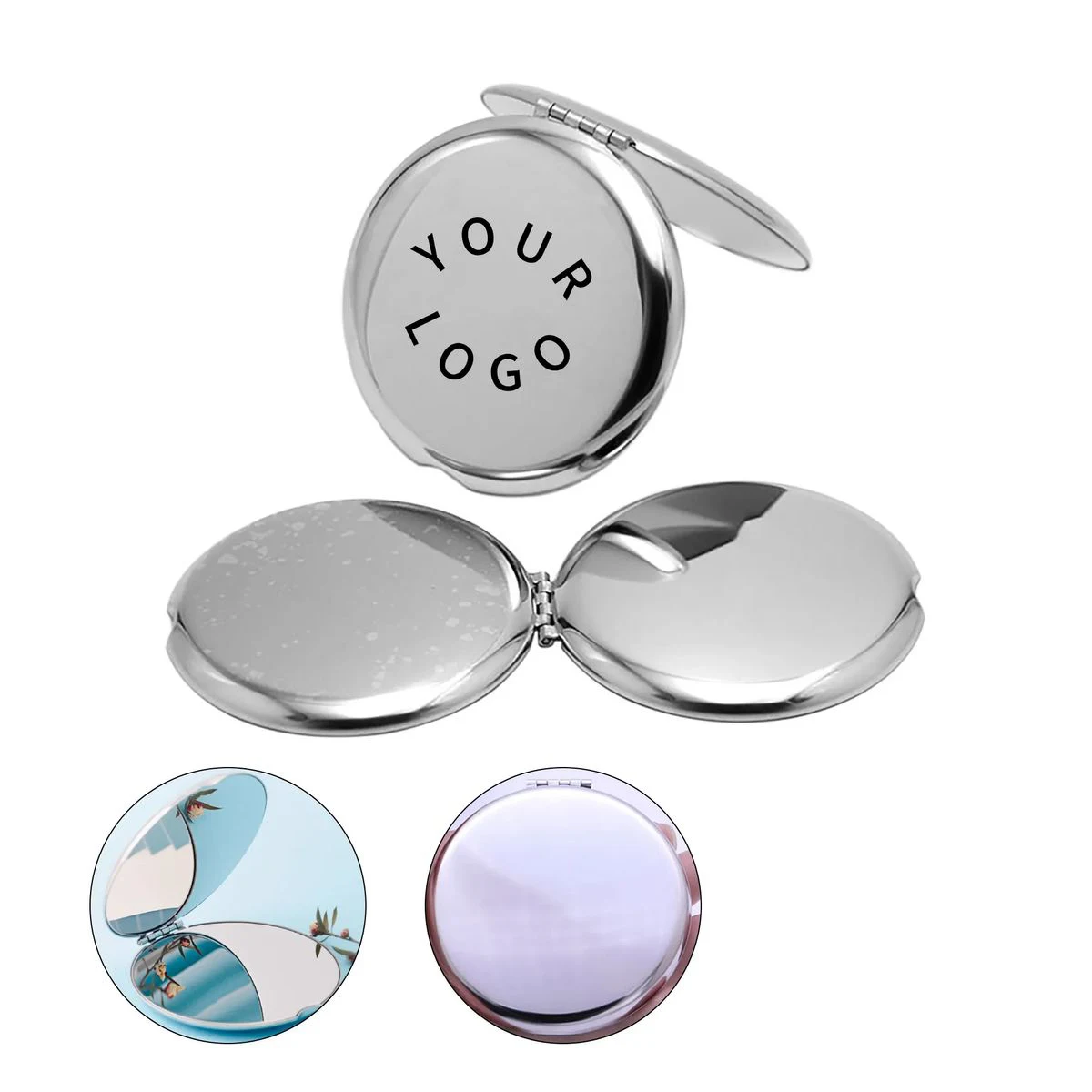Folding Metal Compact Mirror Pocket Size 1