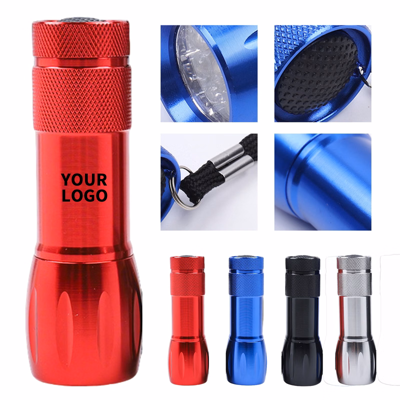 Mini Aluminum LED Flashlight With Push Button 3.7"