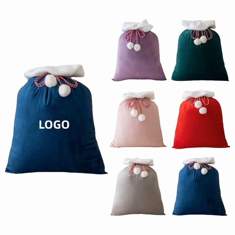 Christmas Velvet Santa Bag
