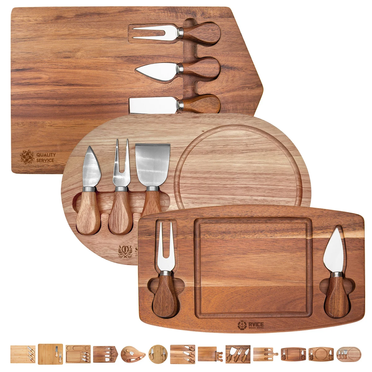 3-Piece Cheese Cutting Board With Knife And Fork 1