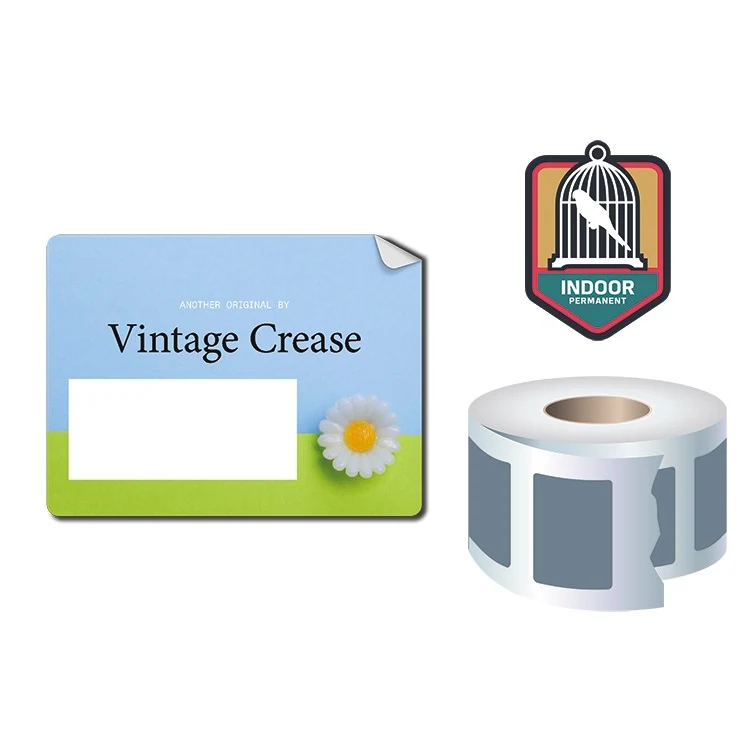 Roll Stickers / Decal - Indoor Permanent - 4x3 Rectangle Shape 1