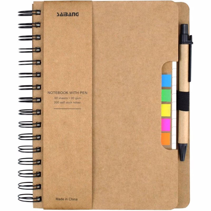 Spiral Notebook Business Notepad with Sticky Notes