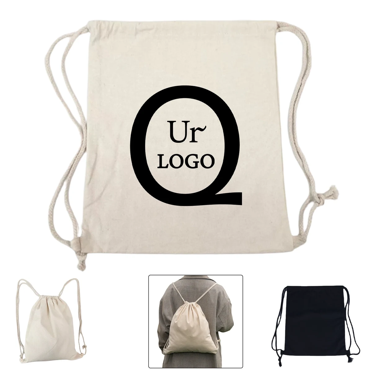 Cotton Drawstring Backpack 1