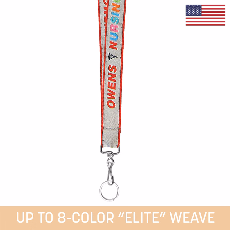 3/4" Woven Lanyard w/ Swivel Snap & Split Ring - "Elite" Weave
