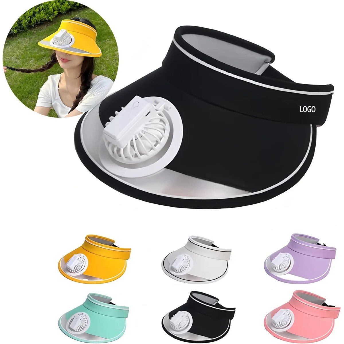 Rechargeable Sun Visor Hat with Cooling Fan 1