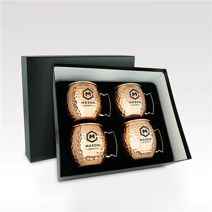 Moscow Mule Mug 4-Piece Set - Hammered Solid Copper 1