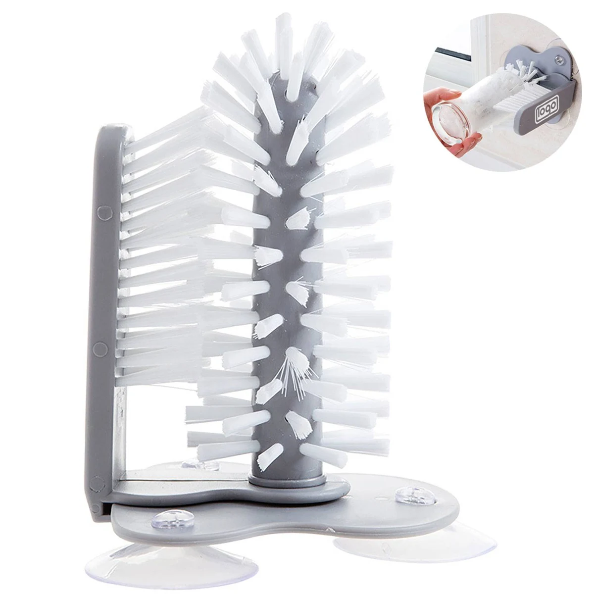 Wall-Mounted Plastic Cup Brush w/ Suction Base 1