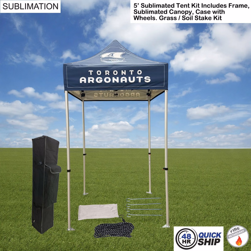 48Hr Quick Ship - 5' Premium Sublimated Tent Kit, Includes Frame, Canopy, Case, Grass Stake Kit