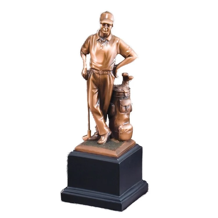 Golfer - Male Electroplated Resin Sculpture, 11" 1