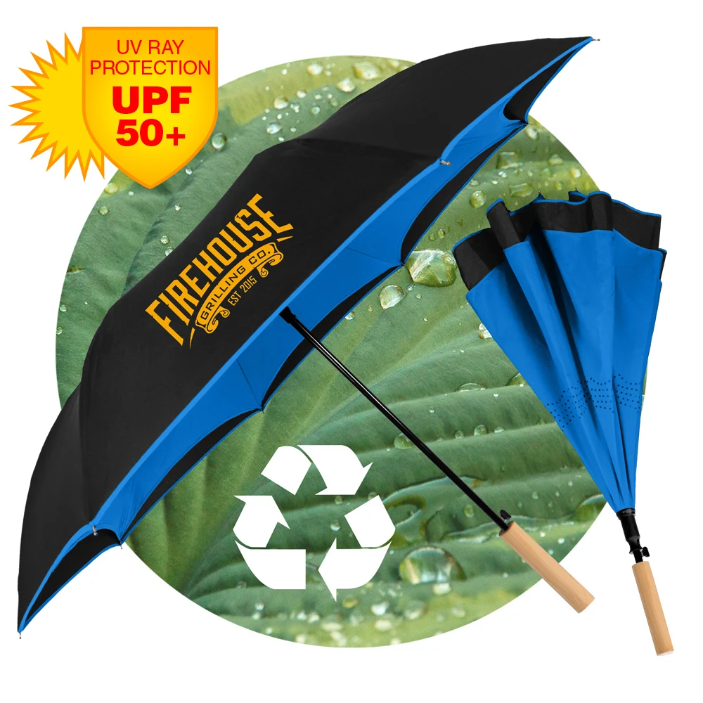 Eco-Friendly - The Enviro Inversa Inverted Umbrella - Recycled Materials/Bamboo Handle 1