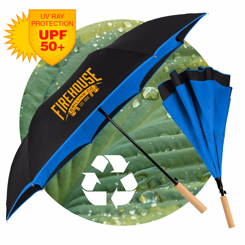 Eco-Friendly - The Enviro Inversa Inverted Umbrella - Recycled Materials/Bamboo Handle