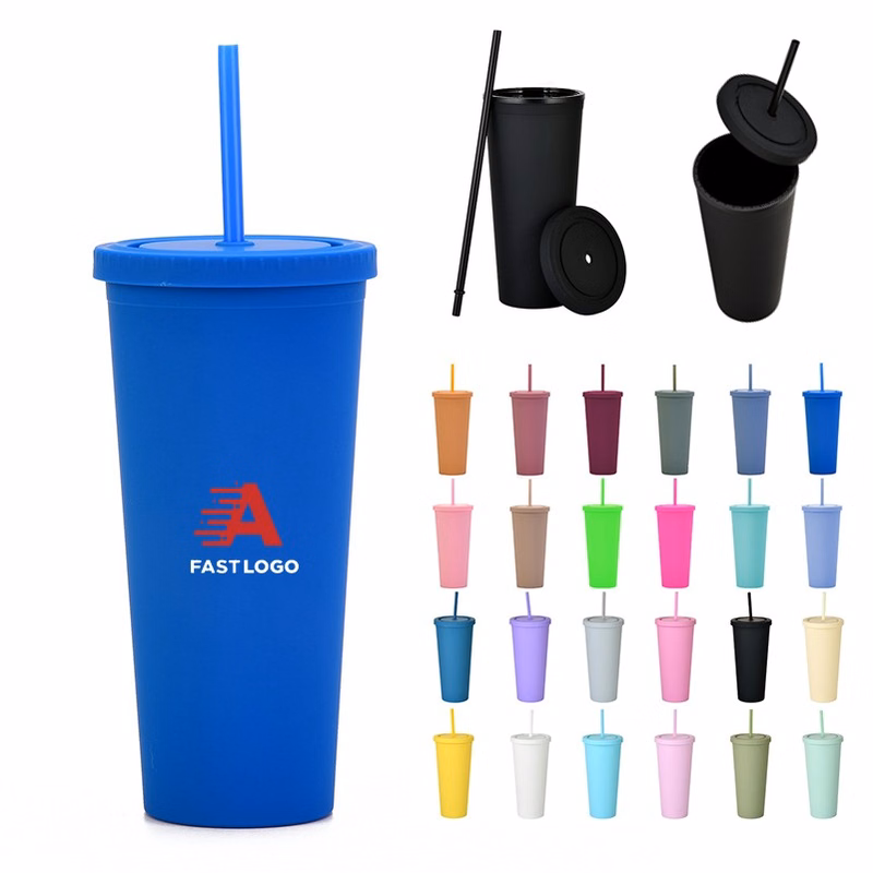 24OZ Coffee Tumbler Water Cup With Straw and Lid
