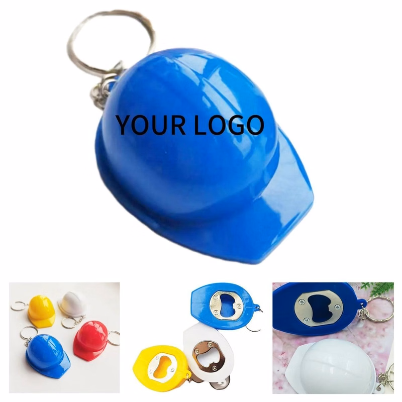 Helmet Shaped Bottle Opener Keychain Plastic Metal
