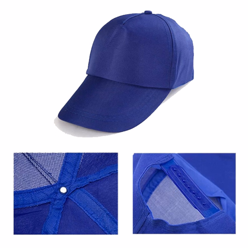 5 Panel Polyester Baseball Caps w/Plastic Snapback