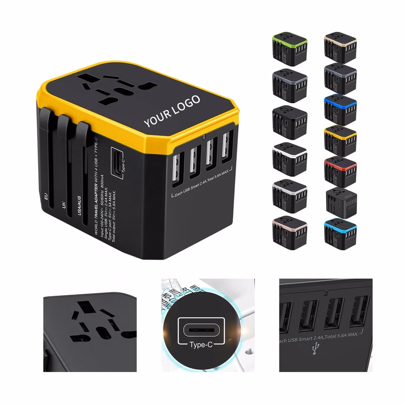 5.6A Multi-Port Charger with Type-C, 4 USB, and 8 Sockets