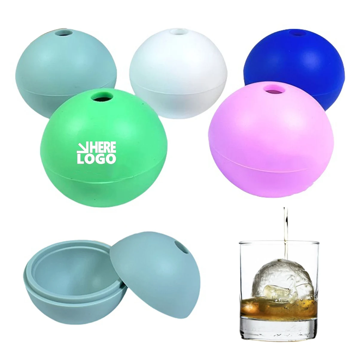Custom Logo Food Grade Silicone Round Ice Mold 1
