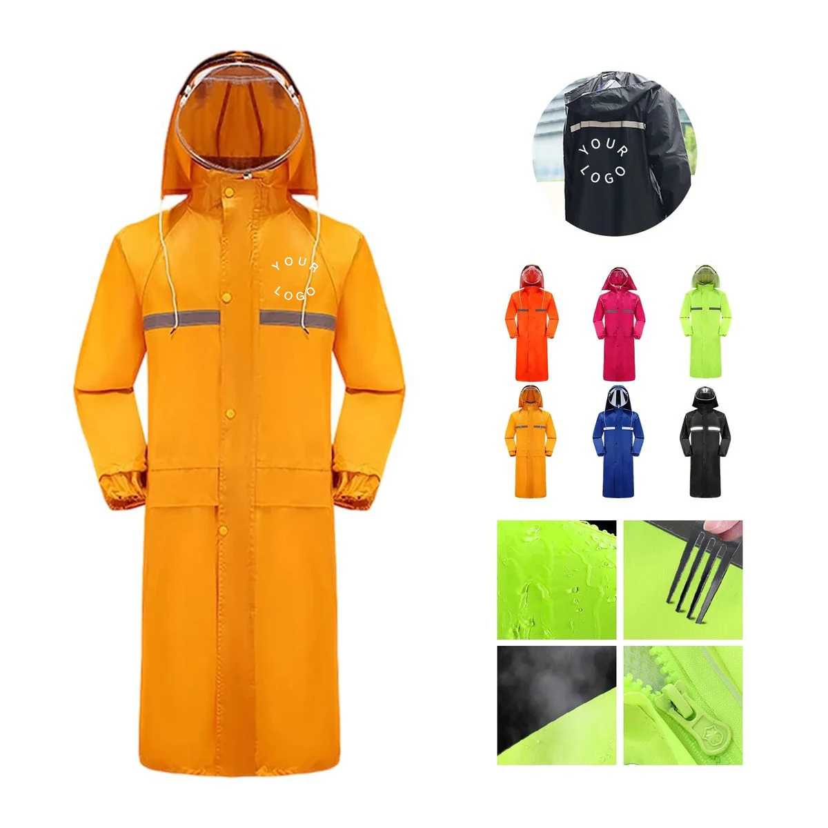 Outdoor Waterproof Long Raincoat Hooded 1
