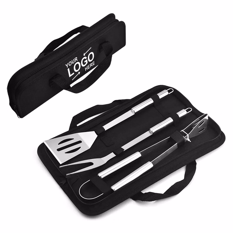 3Pcs Bbq Grilling Tool Set With Bag