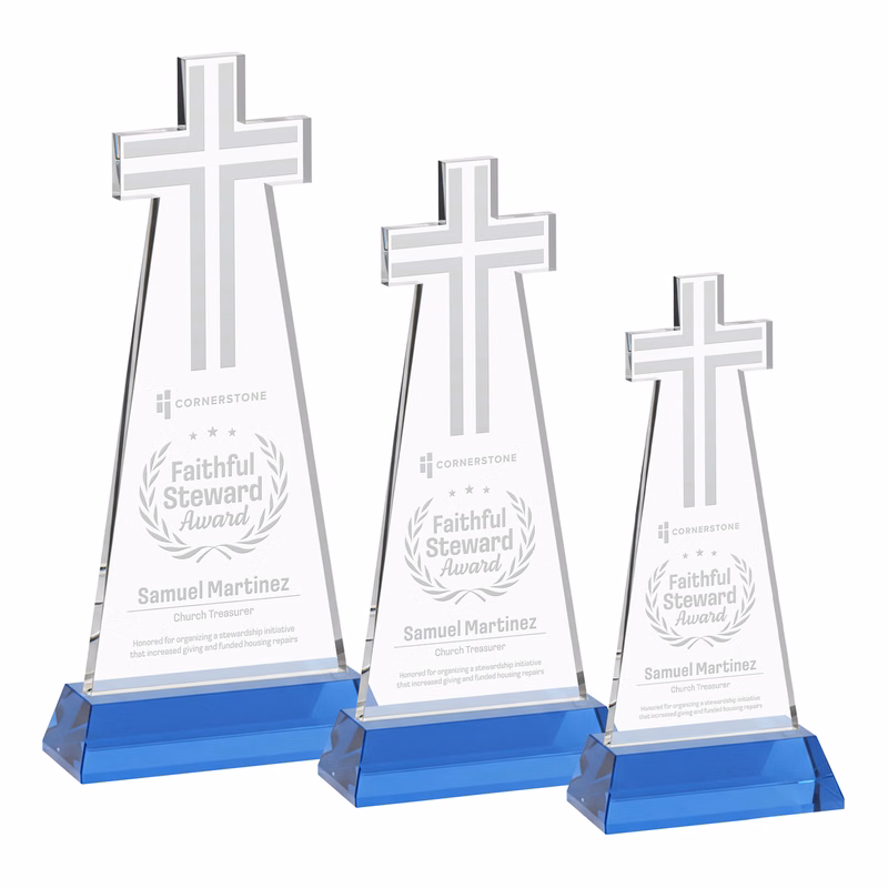 Cross Award on Hartford Base - Sky Blue