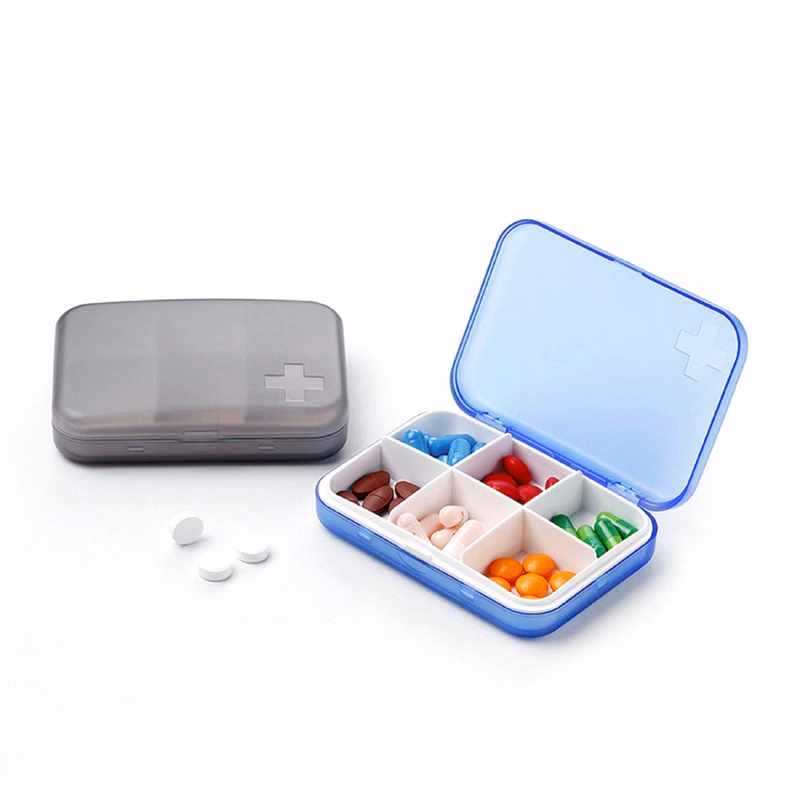 6 Compartments Square Medicine Storage Box