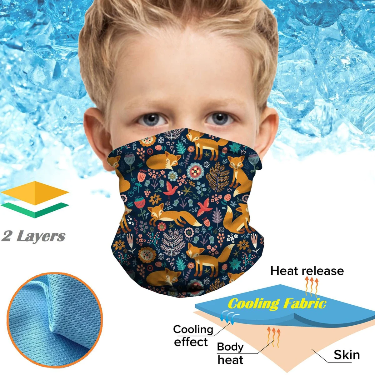Kids Icy-Kool Neck Gaiter Reusable Summer Face Bandana Mask 1