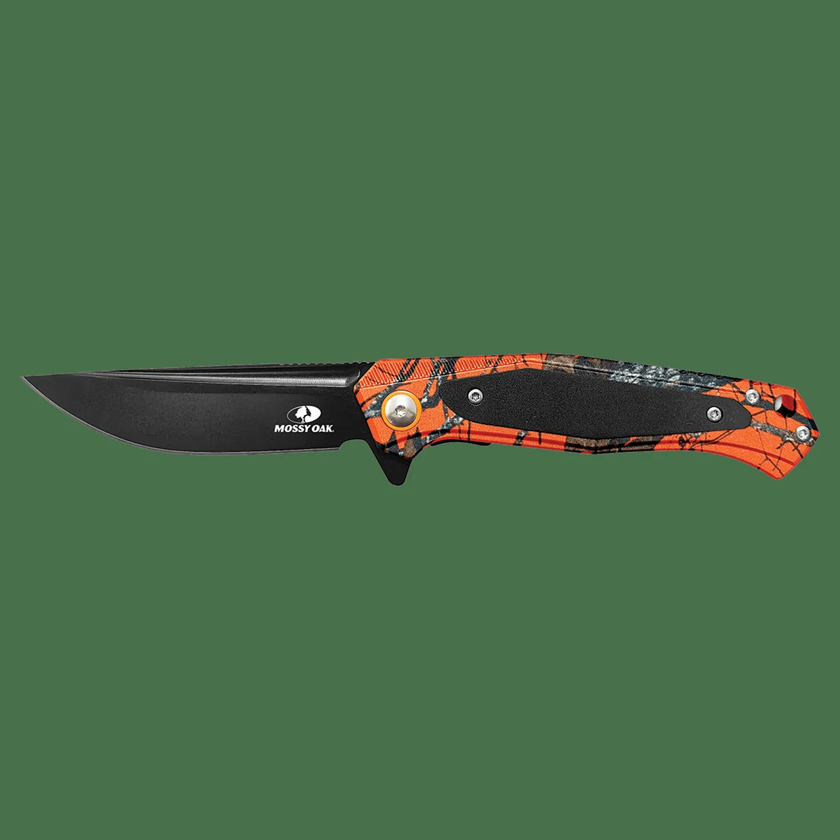 Bison River 4 1/2" Orange Camo with Black Aluminum Everyday Carry Knife-Mossy Oak 1