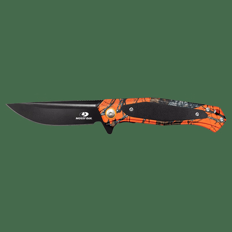 Bison River 4 1/2" Orange Camo with Black Aluminum Everyday Carry Knife-Mossy Oak