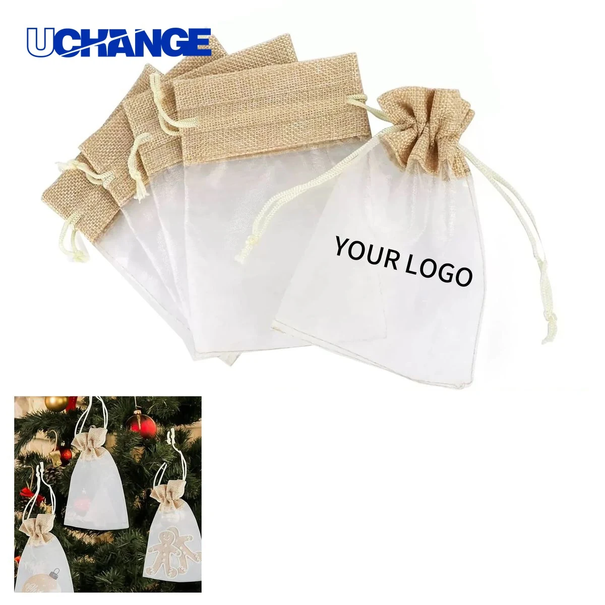 Linen Organza Pouches Drawstring Small for Party Favors 1