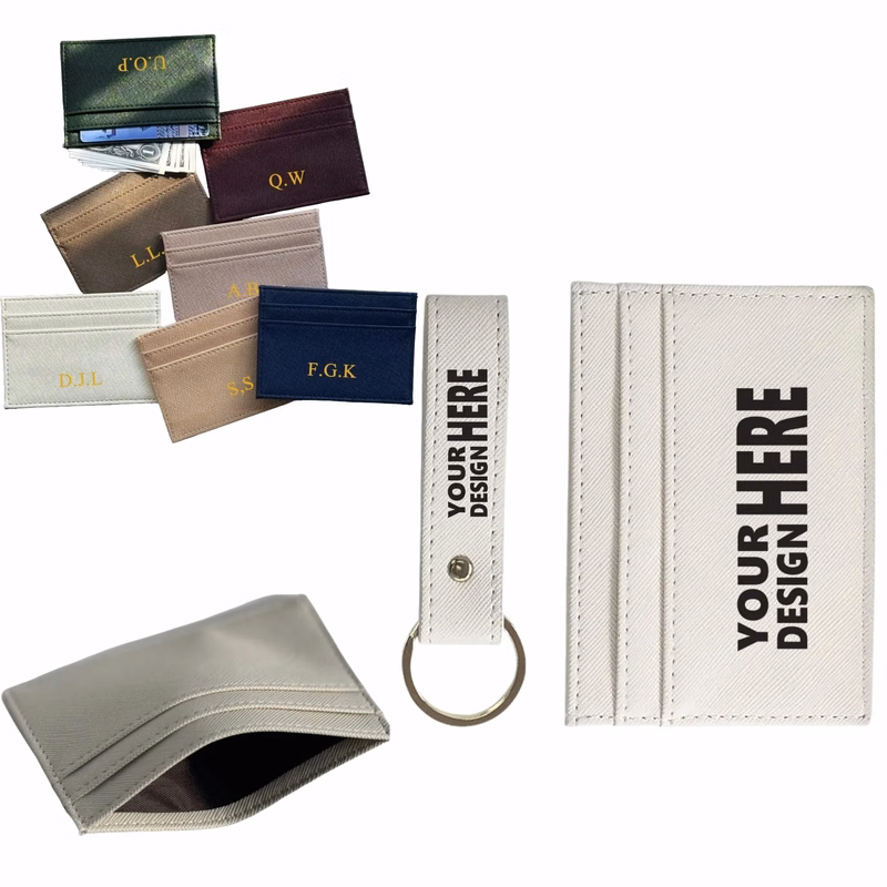 PU Leather Crosshatch Card Keychain Set