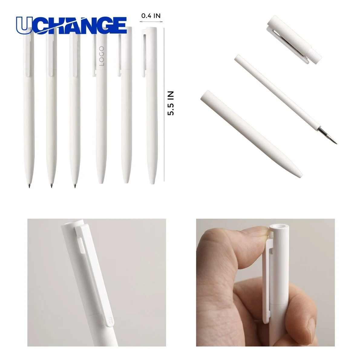 Elegant Pure White Click Pen for Minimalists, custom pen with logo imprint 1