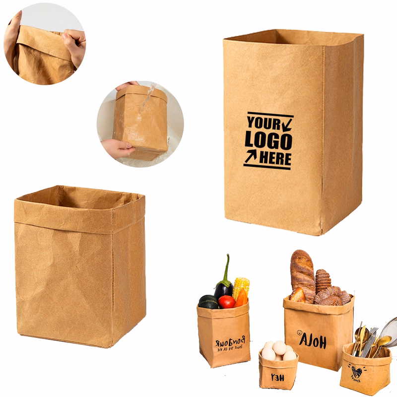 Washable Reusable Kraft Paper Grocery Bag