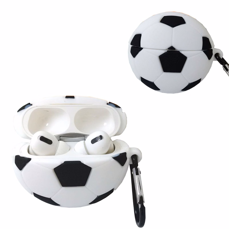 Silicone Soccer Airpods Case with Keyring