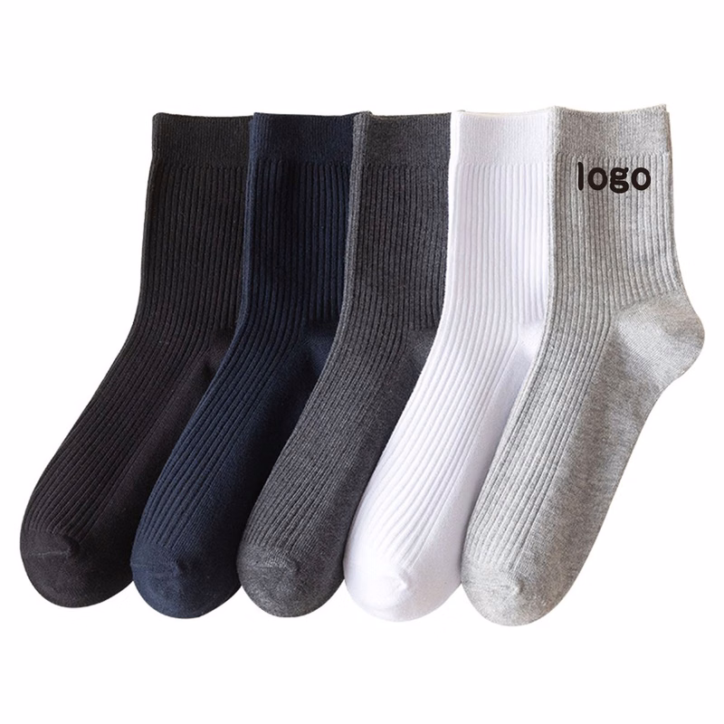 Men's solid color business style mid tube socks