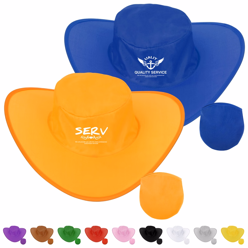 Foldable Polyester Advertising Cowboy Hat W/ Storage Bag