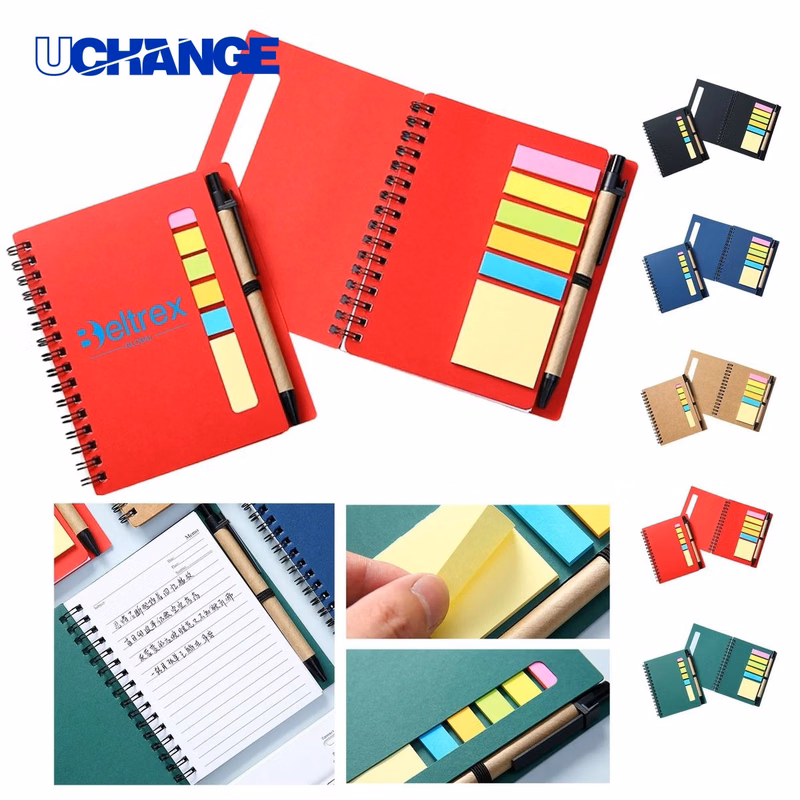 Kraft Paper Notepad Set with Sticky Notes and Spiral Binding