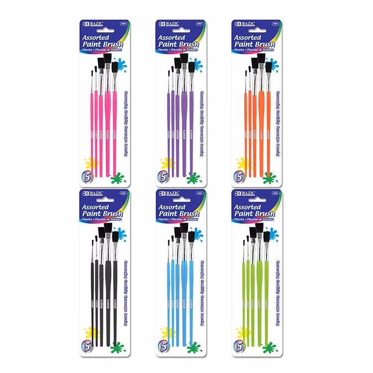 Kids' Paint Brush Sets - 5 Piece Assorted Colors