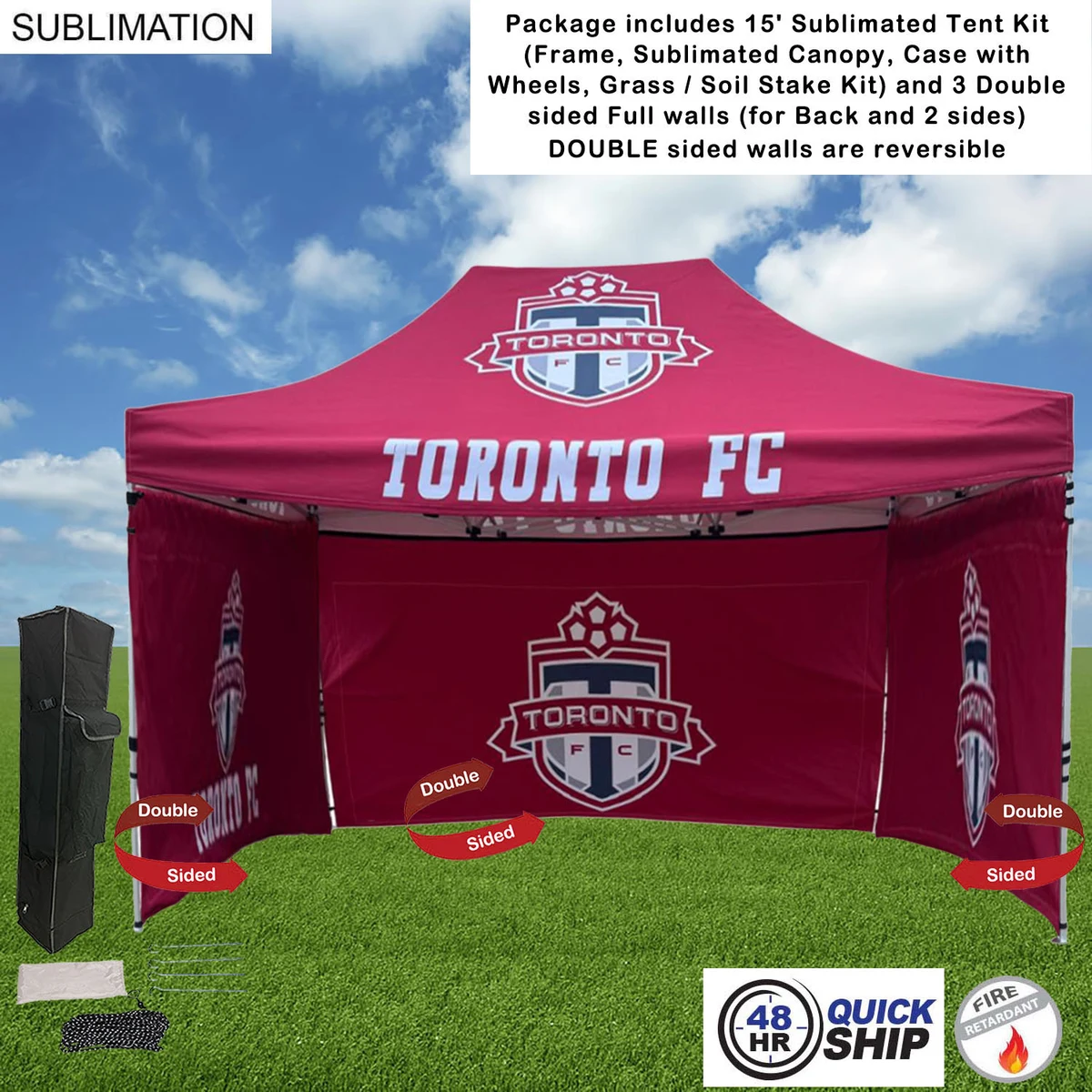 48Hr Quick Ship -Full Privacy Tent Package, 15' Tent kit, 3 DOUBLE sided Full walls (back & 2 sides) 1