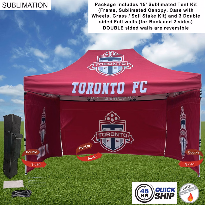 48Hr Quick Ship -Full Privacy Tent Package, 15' Tent kit, 3 DOUBLE sided Full walls (back & 2 sides)
