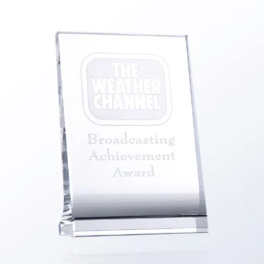 Vertical Optic Crystal Plaque Award (Curved Back) - Large 1