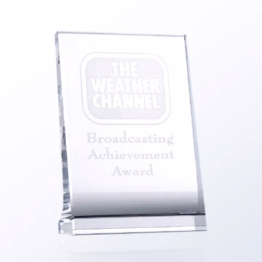 Vertical Optic Crystal Plaque Award (Curved Back) - Large