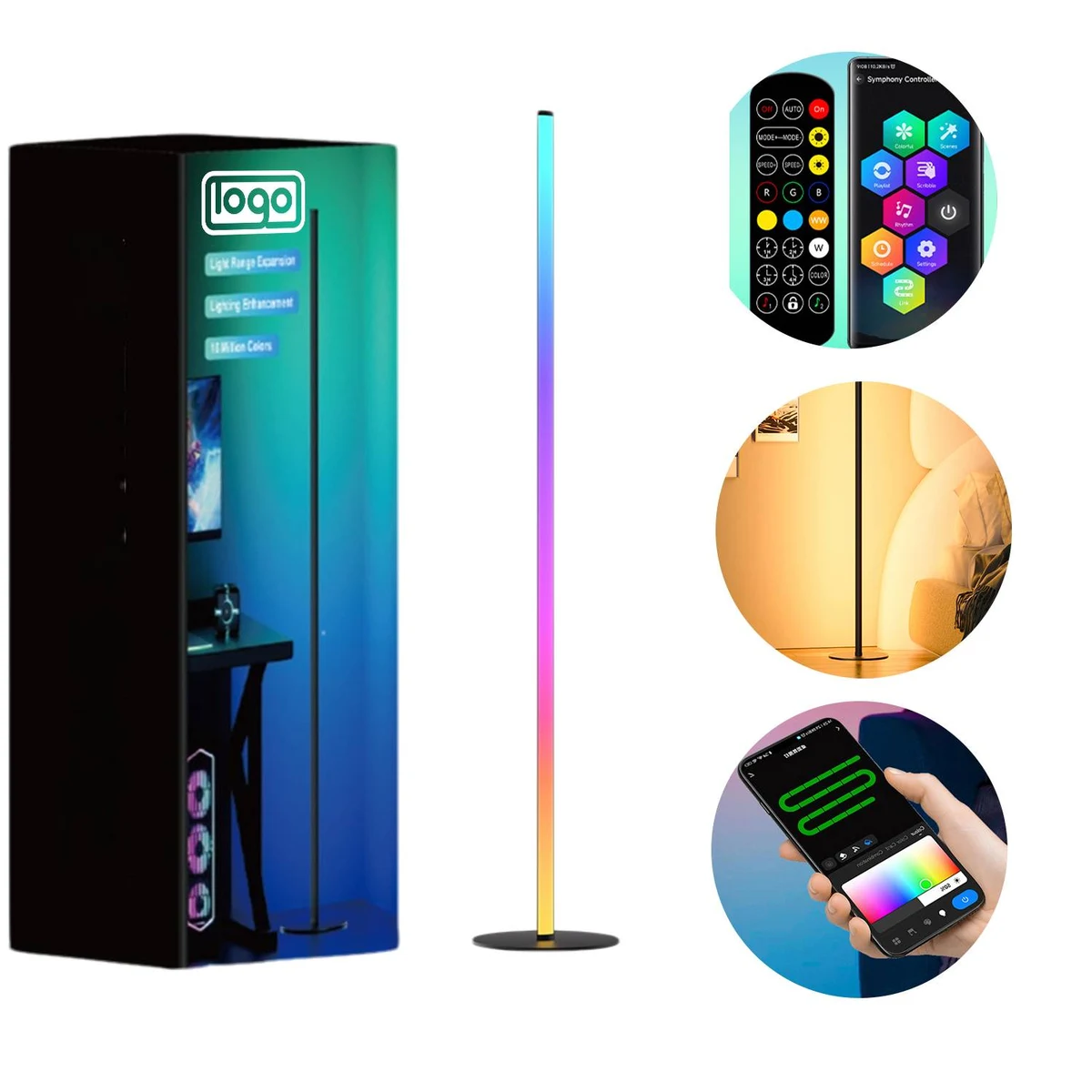 RGB Bluetooth IR Remote Corner Floor Lamp 1