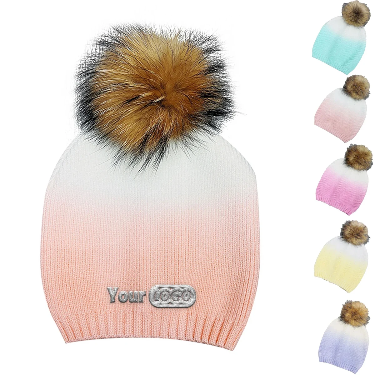 Color Gradient Dip-Dyed Knitted Beanie 1
