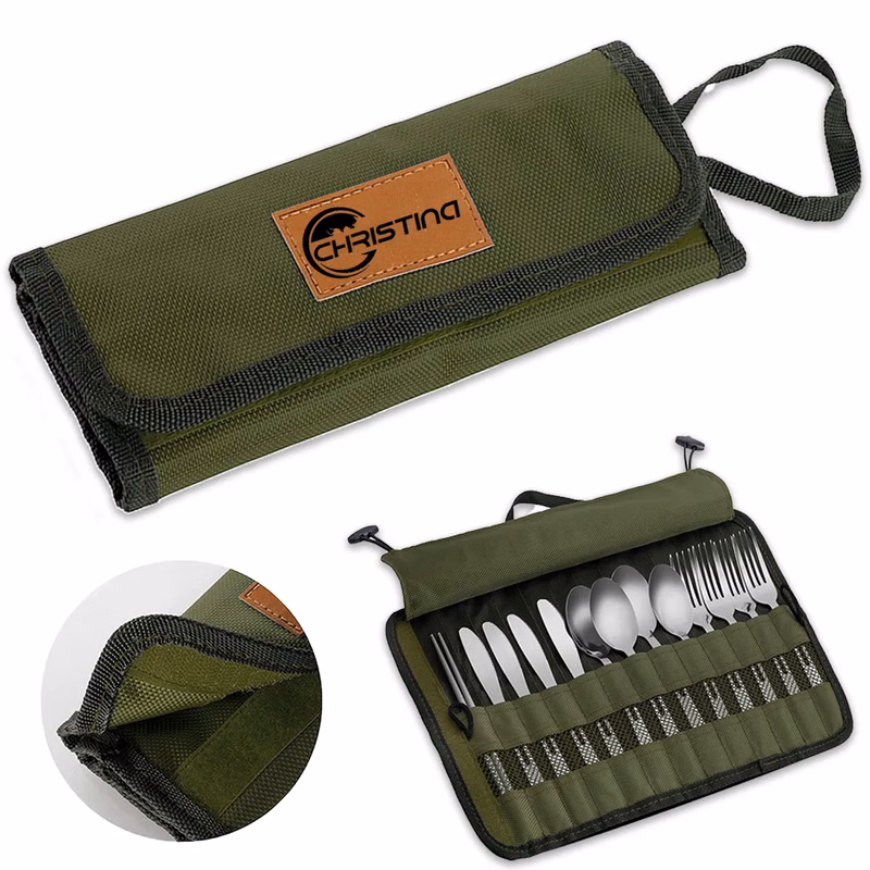 Roll Up Cutlery Storage Bag With Handle Utensil Not Included