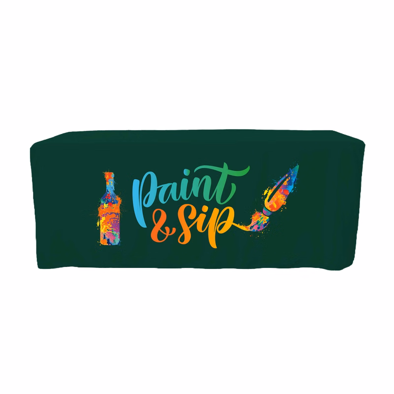 6 ft. Fitted PolyKnit Table Cover (Full Color Logo)