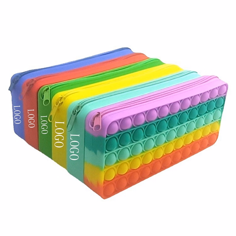 Large Capacity Square Push Pop Bubble Toy Pencil Case