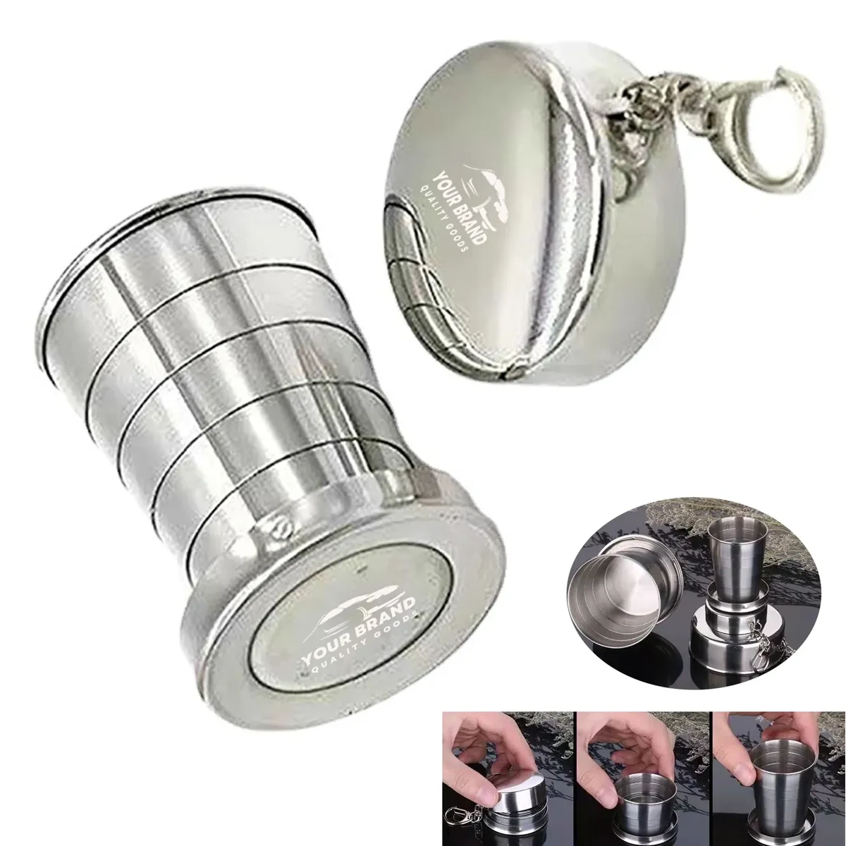 Stainless Camping Cookware Retractable Utensil Folded Cup 1