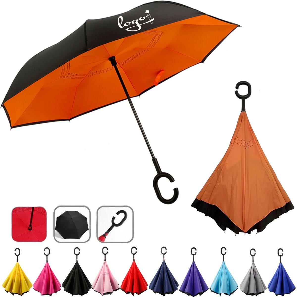 Two-Tone Inverted Reversible Umbrella 1