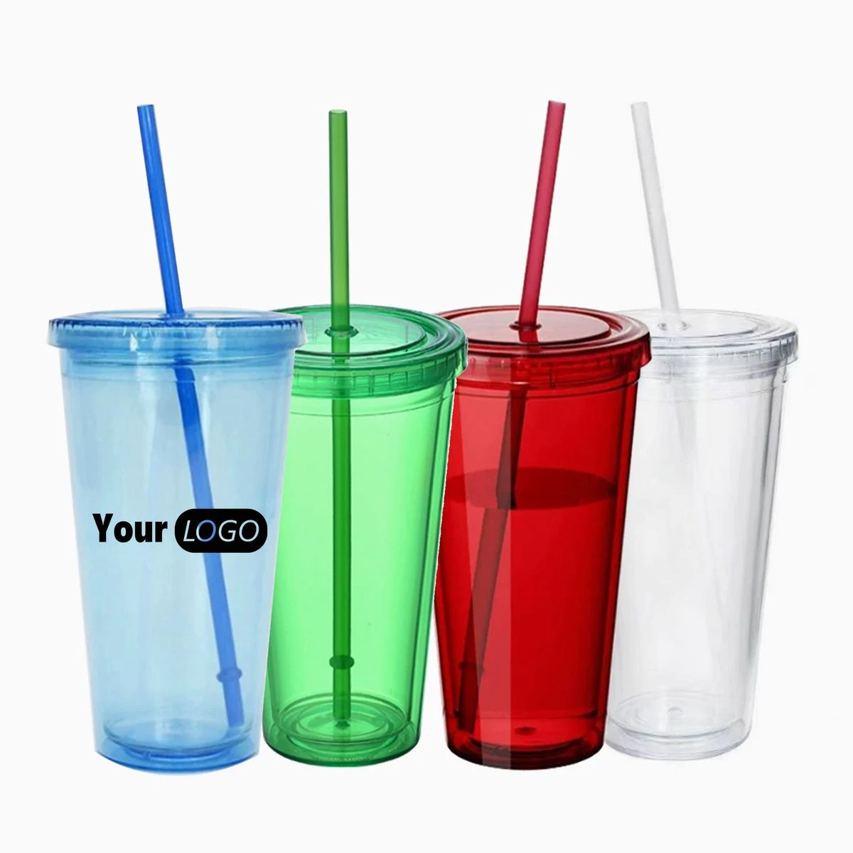 Candy colored double-layer plastic straw cup 1