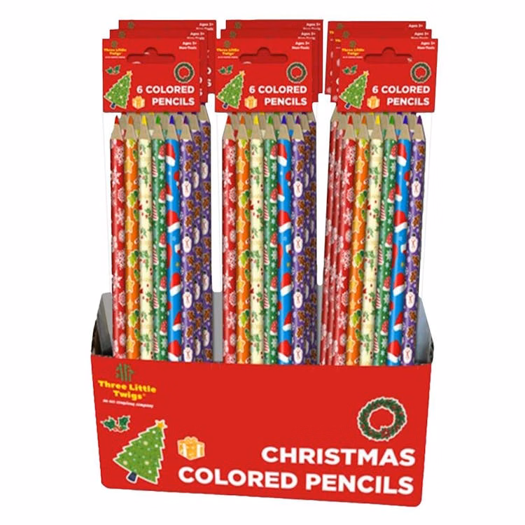 Colored Pencils - Christmas Foil Wrapped 6 Colors